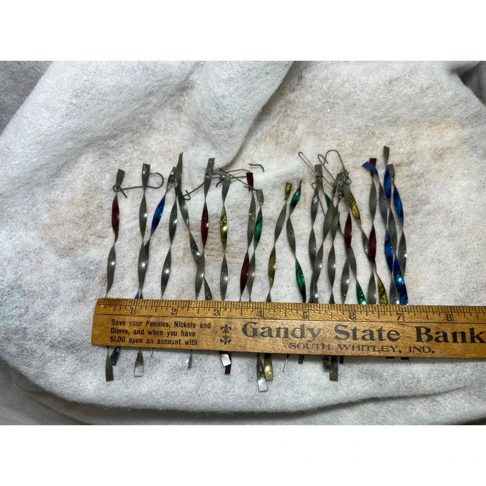 VTG Tinsel Twirler Ornaments Set of 21 Metallic Spiral Christmas Tree Decoration
